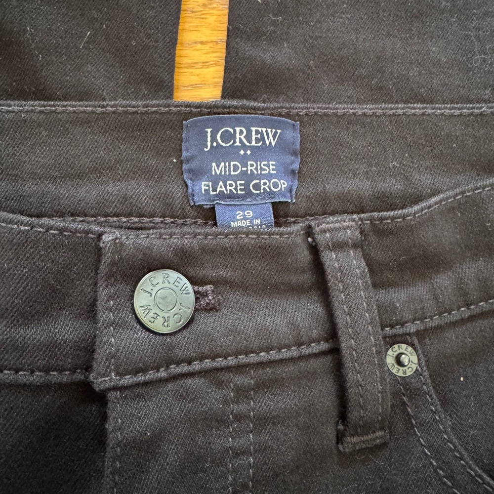 J Crew Factory Mid-Rise Flare Crop, Black, Size 29, Finished hem, EUC - Picture 7 of 7